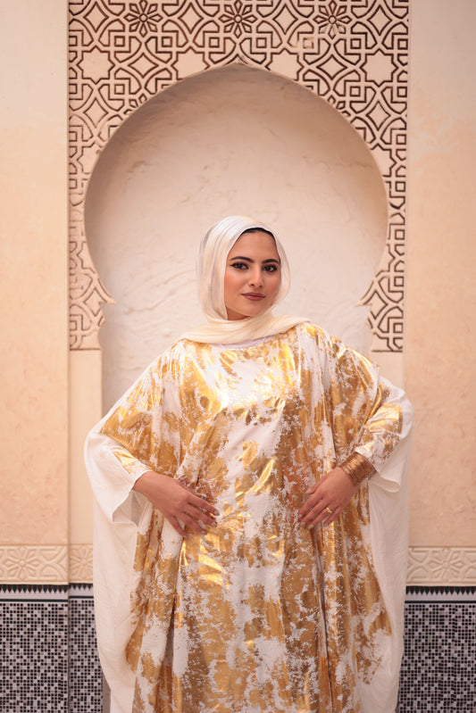 Gold x White Abaya