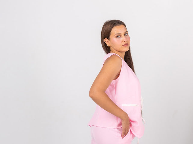 Ribbon linen Vest