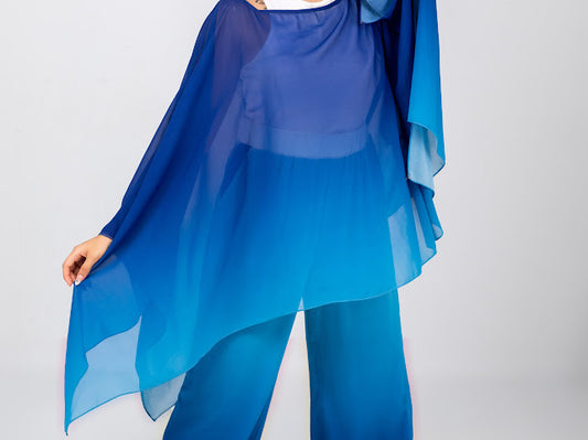 Royal blue chiffon Poncho/ cover up