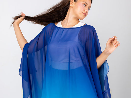 Royal blue chiffon Poncho/ cover up
