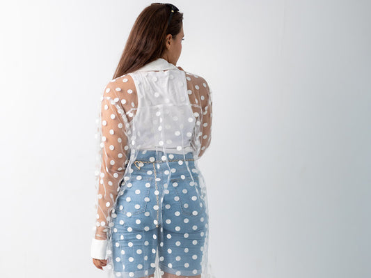 Polka dots tull shirt dress