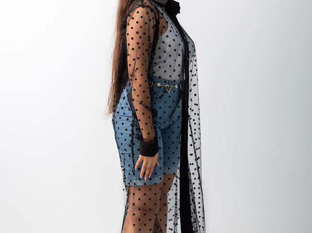 Polka dots tull shirt dress
