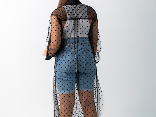 Polka dots tull shirt dress