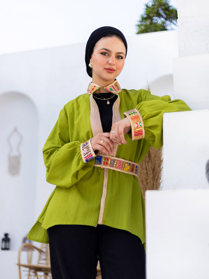 Lime Green Indian Kimono