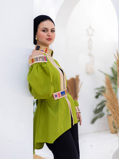 Lime Green Indian Kimono