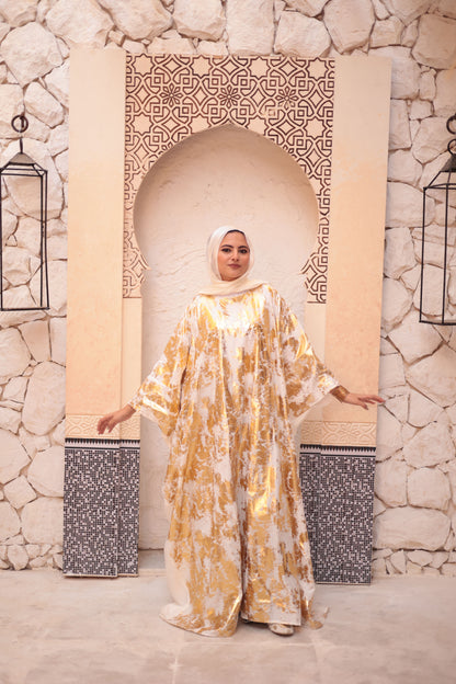 Gold x White Abaya