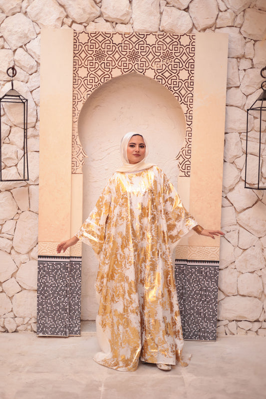 Gold x White Abaya
