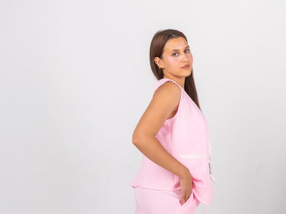 Ribbon linen Vest