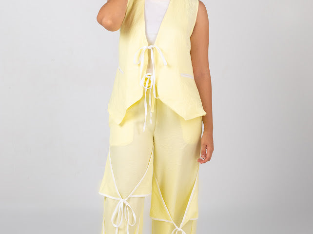 Ribbon linen pants