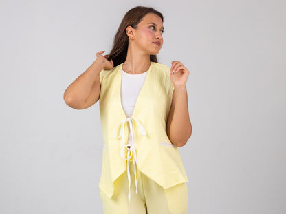 Ribbon linen vest