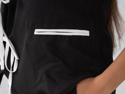 Ribbon linen vest