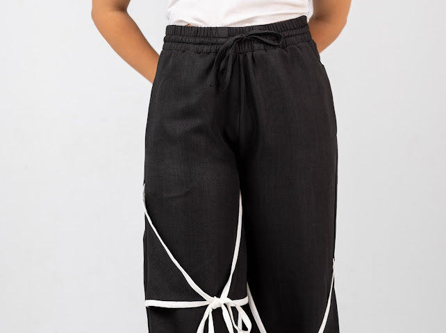Ribbon linen Pants