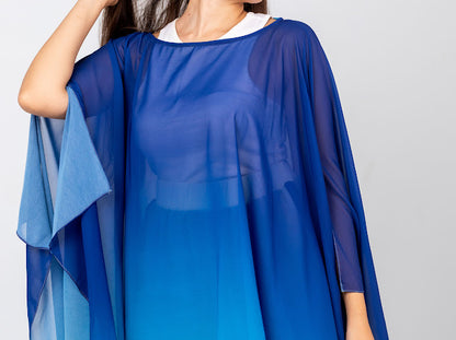 Royal blue chiffon Poncho/ cover up