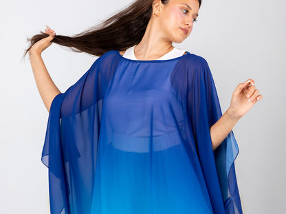 Royal blue chiffon Poncho/ cover up