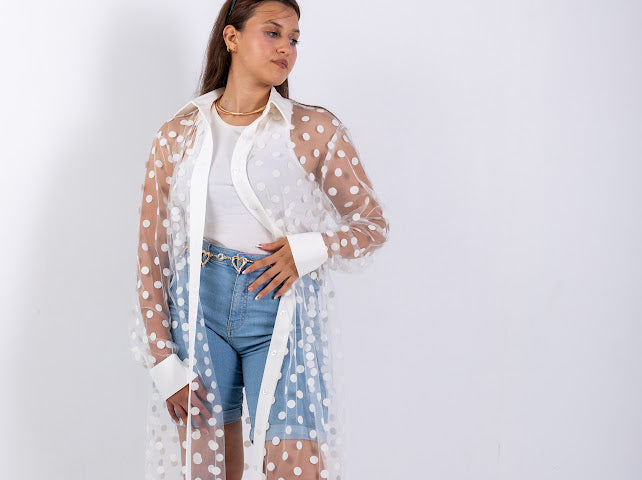 Polka dots tull shirt dress