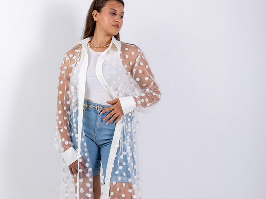 Polka dots tull shirt dress