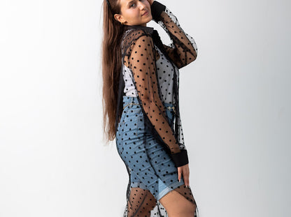 Polka dots tull shirt dress