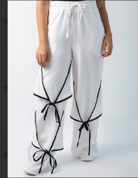 Ribbon linen pants
