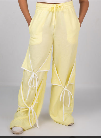 Ribbon linen pants