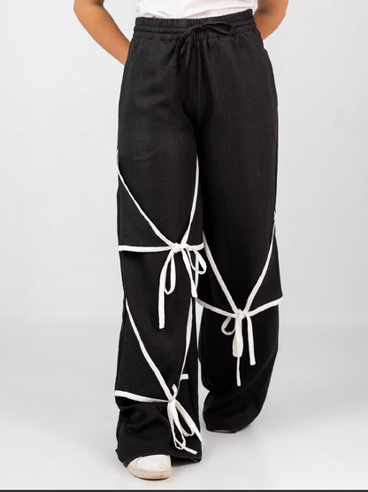 Ribbon linen Pants