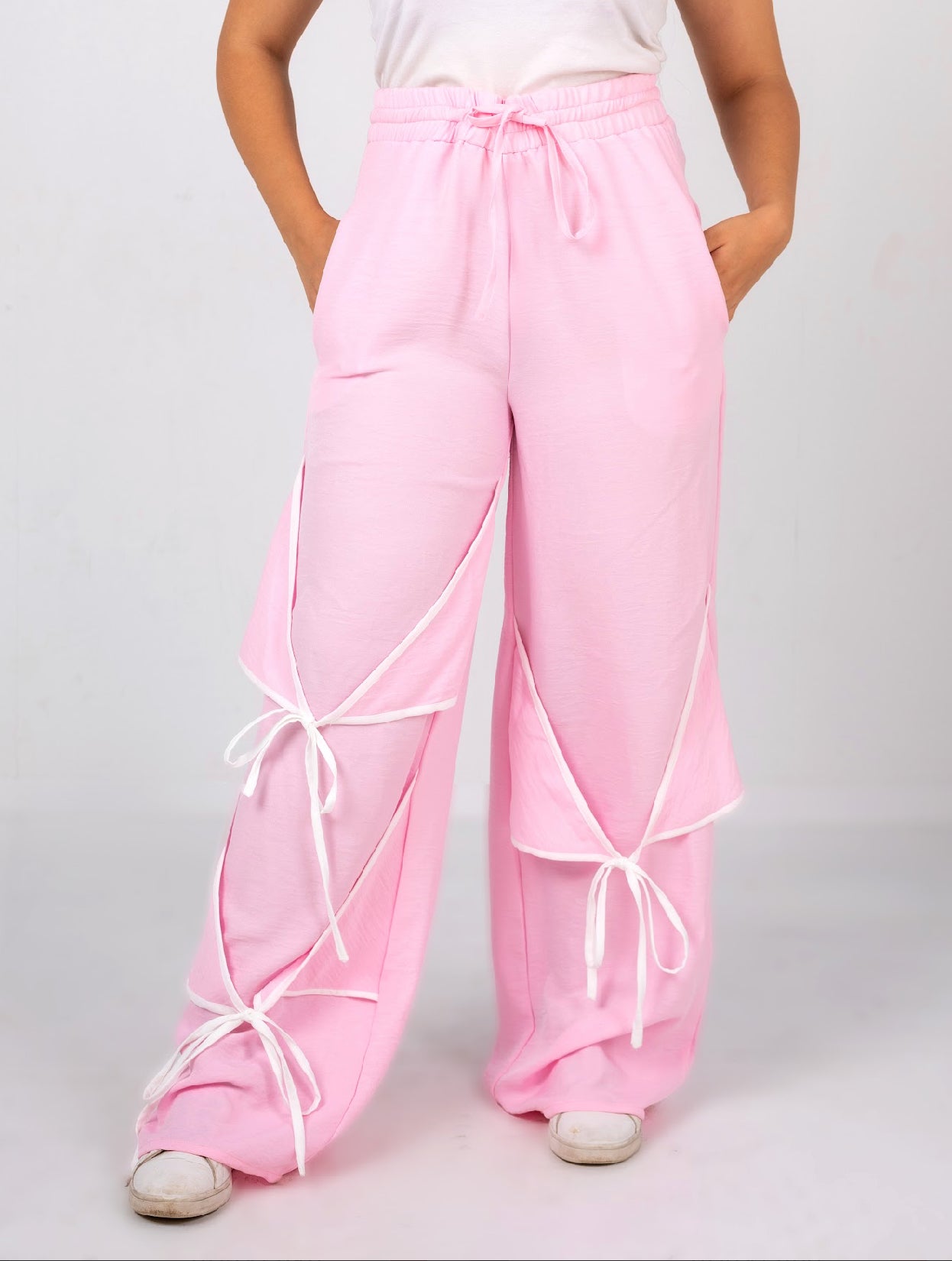 Ribbon linen pants