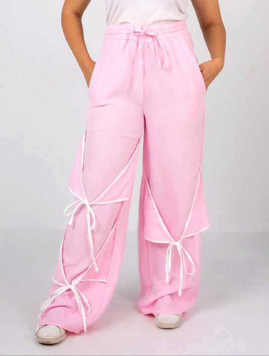 Ribbon linen pants