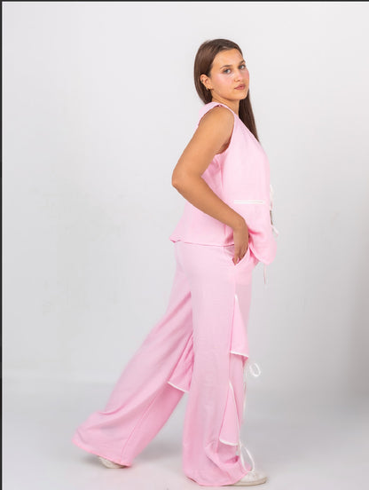 Ribbon linen pants