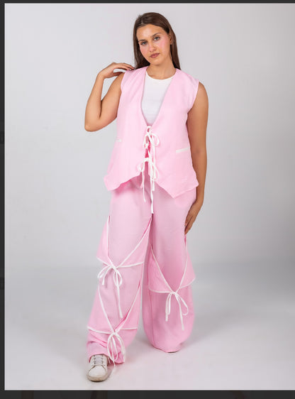 Ribbon linen pants
