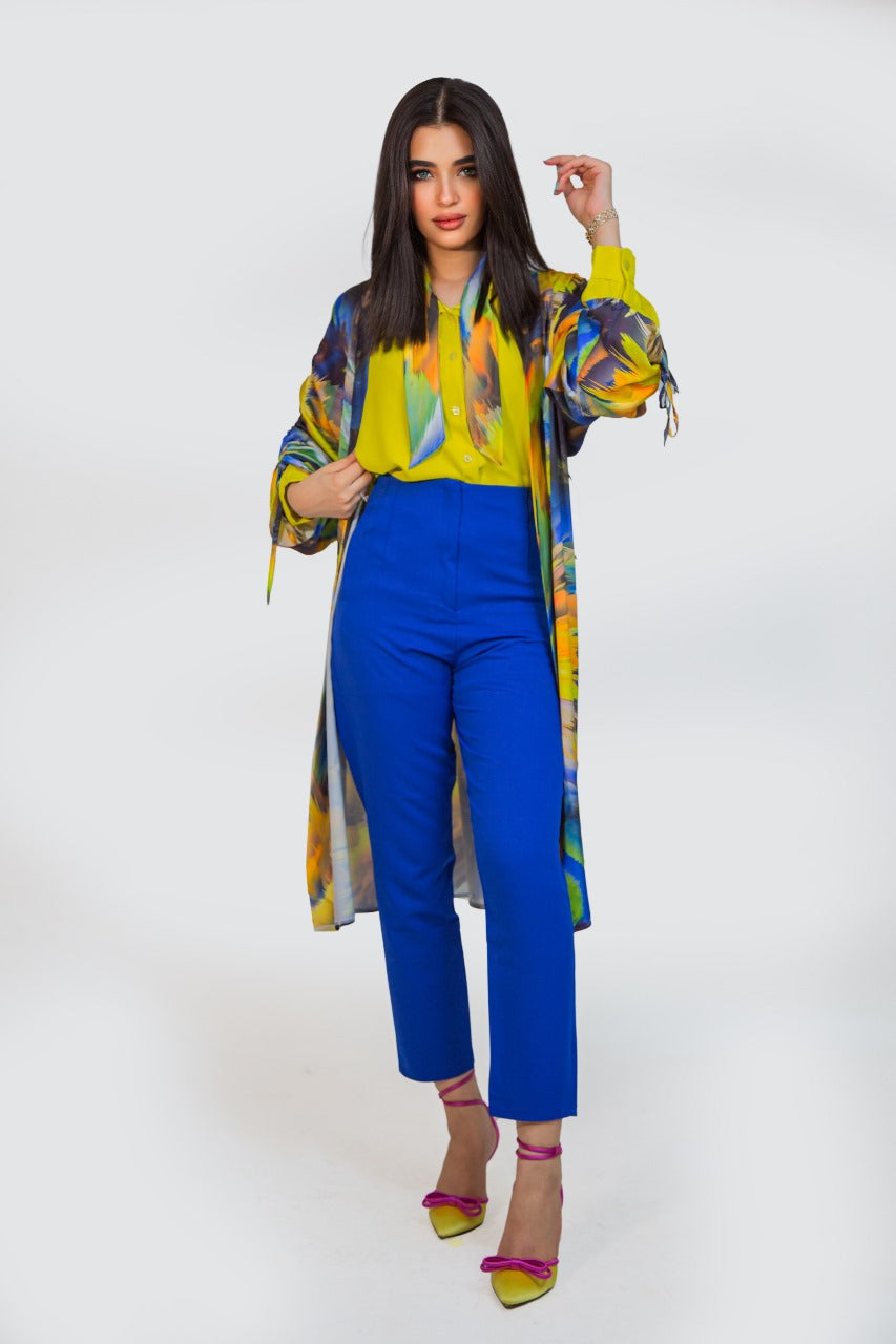 Colorful waisted Kimono