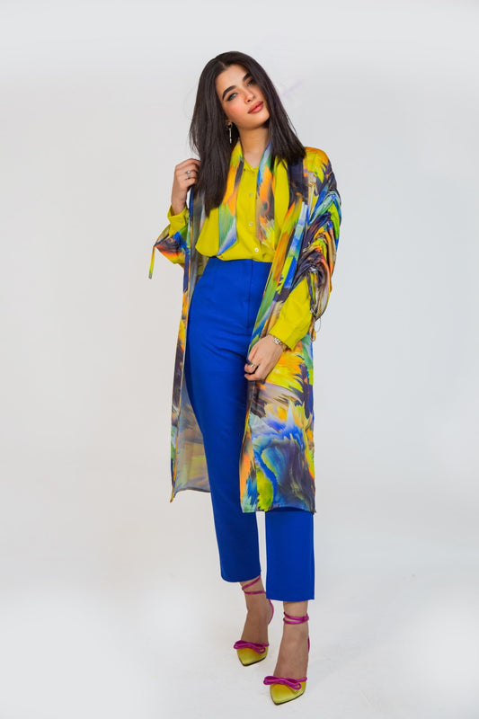 Colorful waisted Kimono