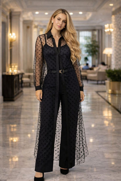Polka dots tull shirt dress