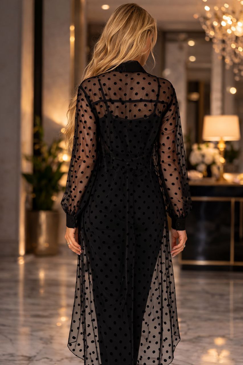 Polka dots tull shirt dress