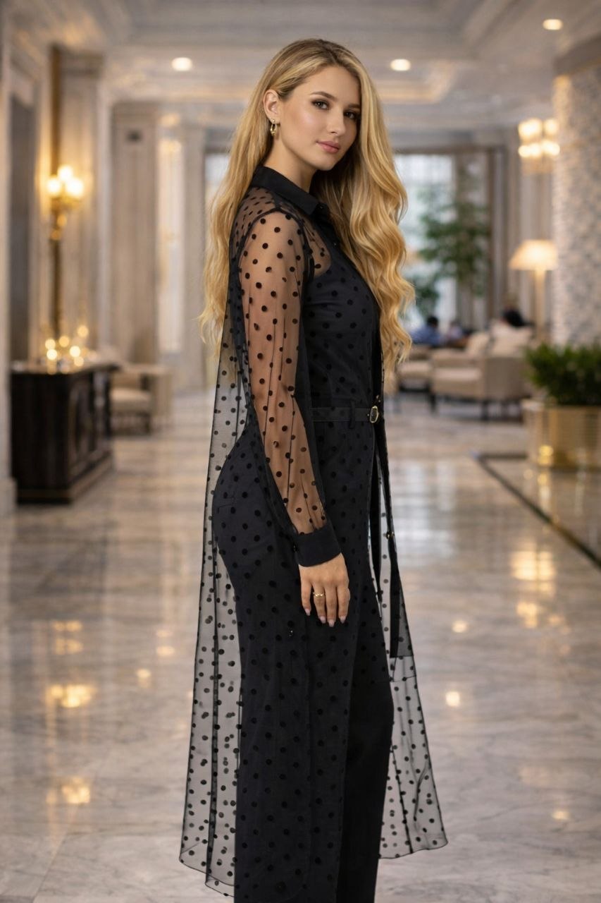 Polka dots tull shirt dress