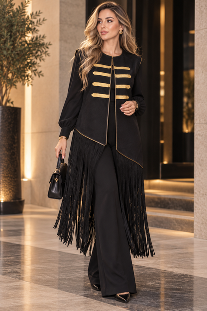 Golden Suede Fringes Vest