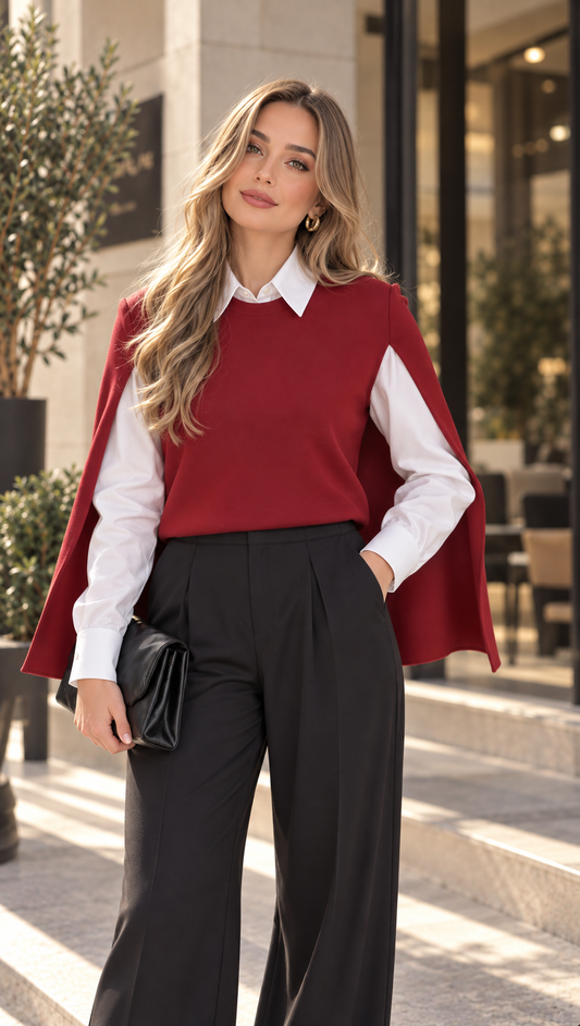 Burgundy Pullover cape