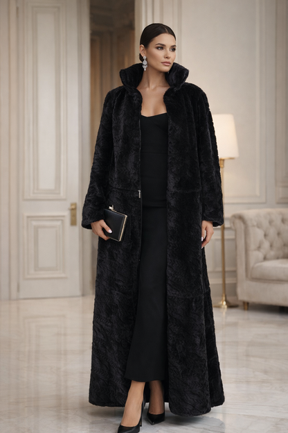 Elegant Zipper Fur Coat 4 × 1